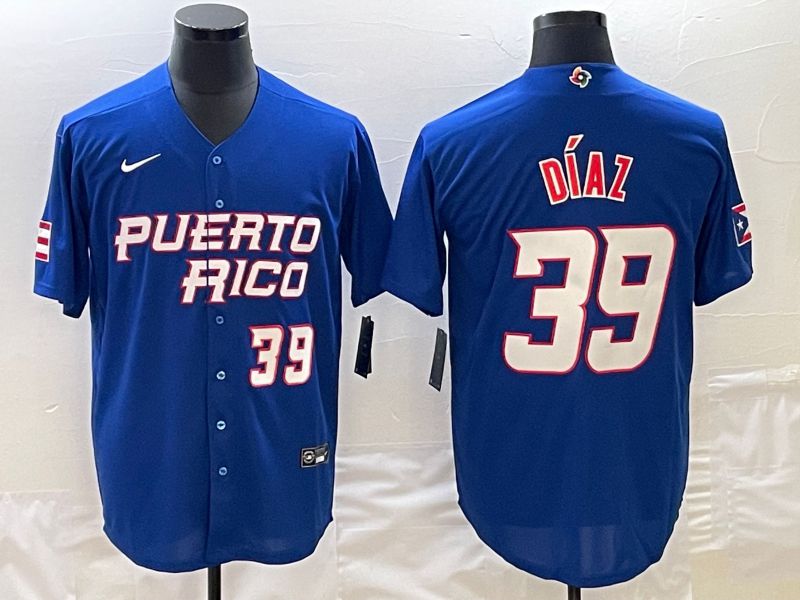 Men 2023 World Cub Puerto Rico #39 Diaz Blue Nike MLB Jersey4